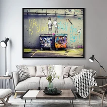 Абстрактная Картина на холсте с граффити Бэнкси, постеры и принты «Жизнь коротка, холодная утка», Настенная картина, домашний декор