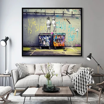 

Banksy Graffiti Art Abstract Canvas Painting Posters and Prints "Life Is Short Chill The Duck Out" Wall Canvas Art Home Decor