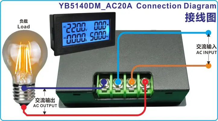 YB5140DM ЖК-цифровой вольтметр Амперметр AC60-500V 20A 100A 200A ЖК-дисплей Напряжение измеритель тока коэффициент мощности частота энергии тестер PF