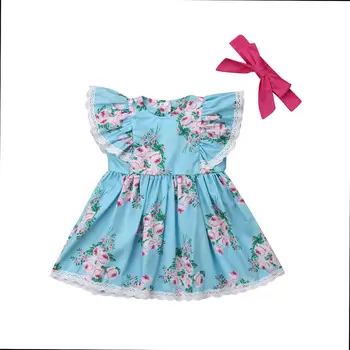 

Flower Toddler Baby Kids Girl Dress Summer Baby Girls Clothing Lace Floral Tutu Party Holiday Dress