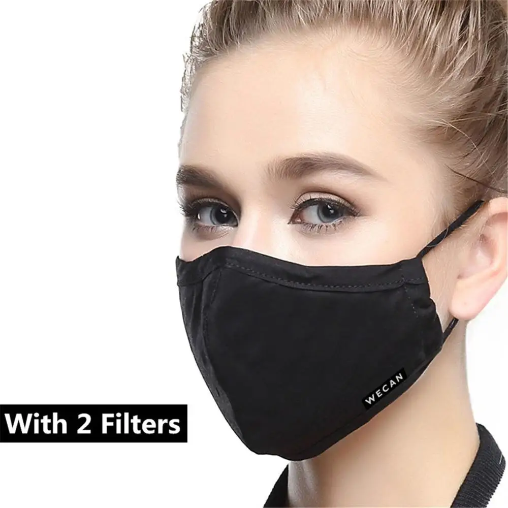 1 шт. Новое поступление N95 маска хлопковая маска для губ против пыли Тканевая маска респиратор с 2 фильтрующими тканевыми противопылевыми масками - Цвет: Women-Black