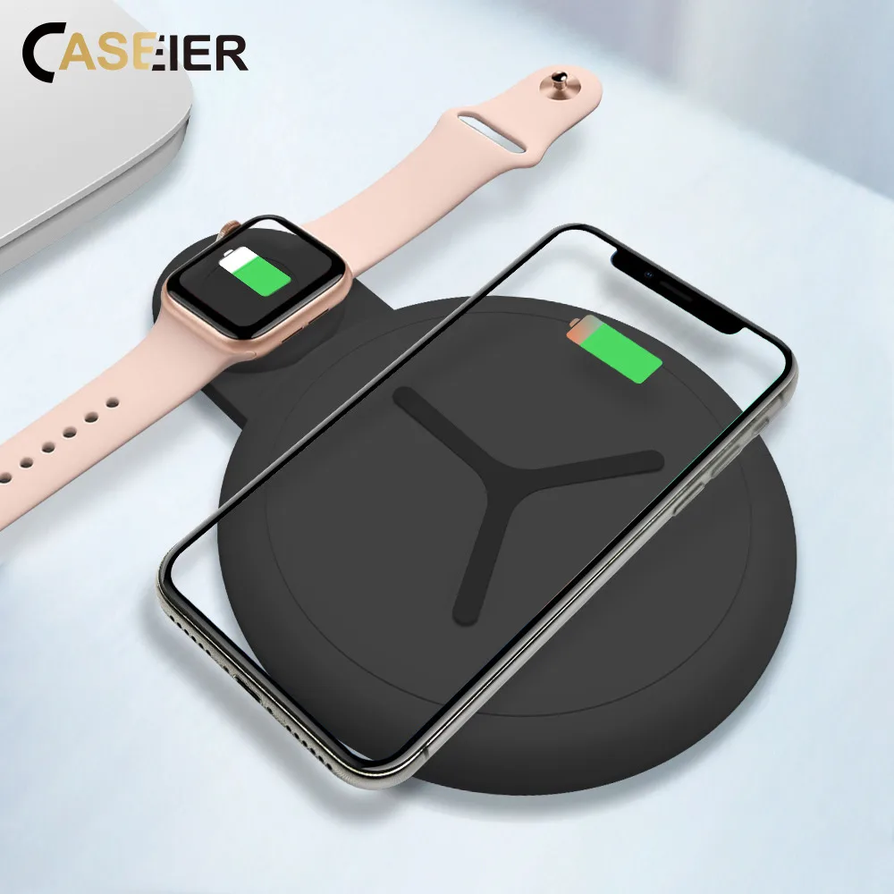 

CASEIER Wireless Charger For Apple Watch 4 3 2 1 12.5W QI Fast Charger Dual Wireless Charging Pad For iPhone Wireless Charger