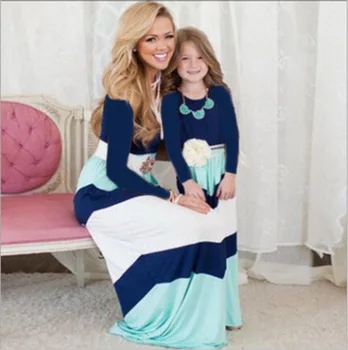 

2018 striped mom and daughter dress Mommy and me kids parent child outfits