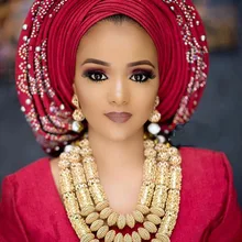 Нигерийские Свадебные африканские бусы Ювелирные наборы роскошные Дубай золотые аксессуары комплект ювелирных изделий Рождественский подарок ювелирные изделия ABH706