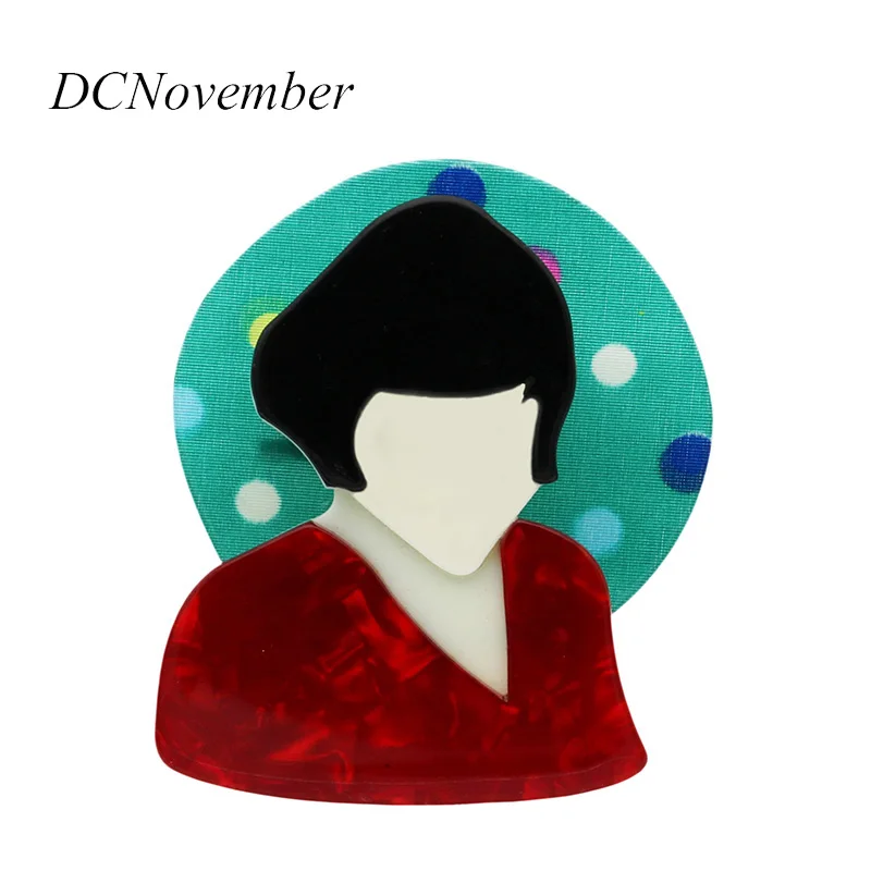 

DCNovember Amelie Brooches Acrylic Angel Gril Film Pattern Brooch Pin Environmental Acetate Brooch Pins Accessory