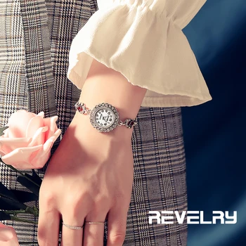 

REVELRY New Fashion Rhinestone Watches Women Luxury Brand Stainless Steel Bracelet watches Ladies Quartz Dress Watches reloj