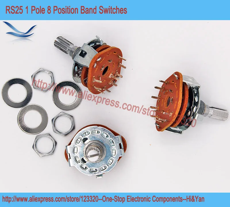 

5pcs/lot RS25 1P8T Band Switch Band Channel Rotary Selector Switch 1 Pole 8 Position, Selectable Position