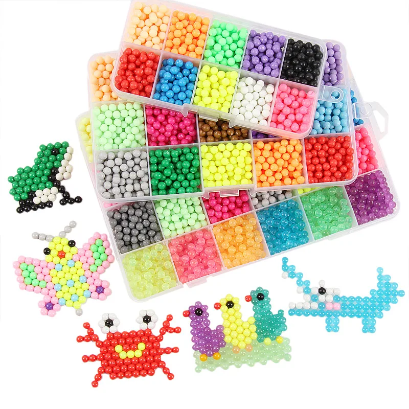 2018 воды Аква-бусины 24 цветная игрушка Perler наборное поле термо-Мозаика головоломки водные бусины Развивающие игрушки для детей новый