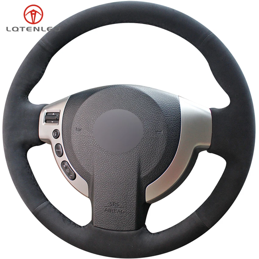 LQTENLEO Black Suede DIY Car Steering Wheel Cover For Nissan Qashqai