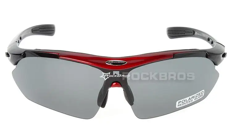 ROCKBROS поляризационные спортивные мужские солнцезащитные очки дорожные велосипедные очки Горный велосипед велосипедные защитные очки для верховой езды 5 линз - Цвет: Красный