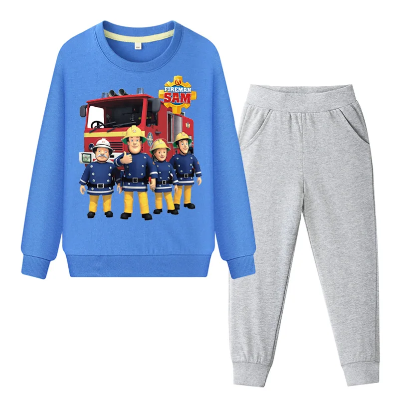 Children Spring 2019 Clothing Sets Boys Fireman Sam Costume Suit Girls Pink Casual Set Kids O-Neck Hoodies+Pant Tracksuits WL089 (4)