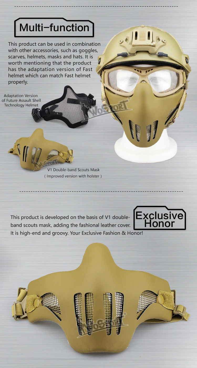 military airsoft AR15 tactical paintball accessories hunting protective V1 Double-band Scouts Mask Improved version with holster HT16-001C (10)