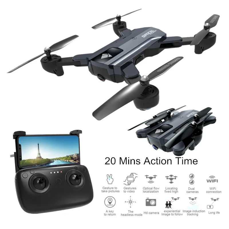 

F196 RC Drone With Camera 2MP HD Quadrocopter Altitude Hold Optical Flow Positioning Foldable RC Helicopter Dron VS SG900 XS812
