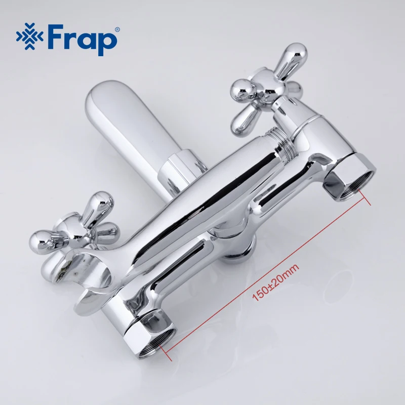 Kaufen Frap 1 Set Dusche Bad Wasserhahn Wand Montiert Kalt und Warmwasser Mischer Kurze Nase Doppel Griff Messing Dusche Armaturen f3025