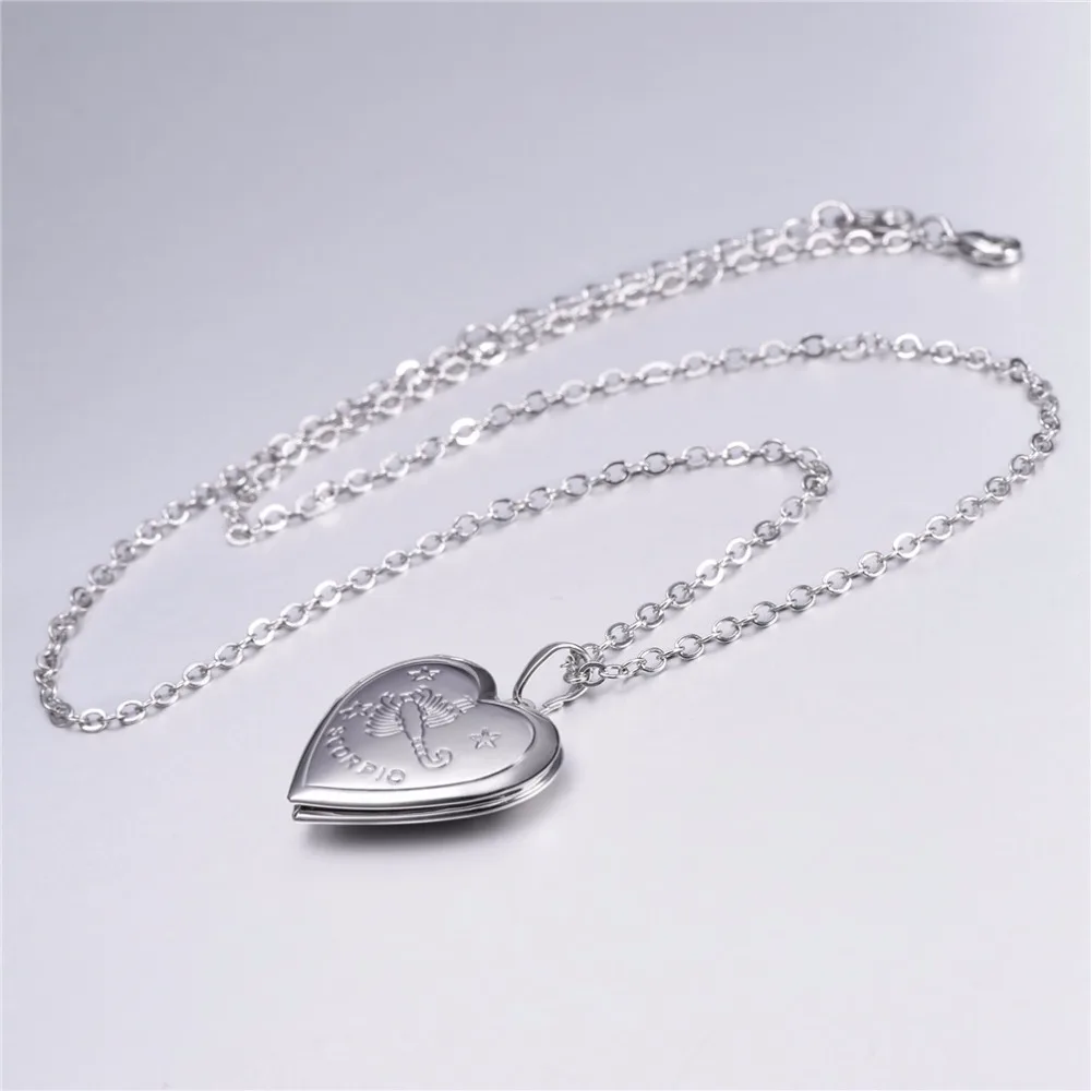 Ожерелье со скорпионом сердце кулон с фото ожерелье золото/серебро Цвет Зодиак Шарм память медальон ожерелье подарок для женщин P3214