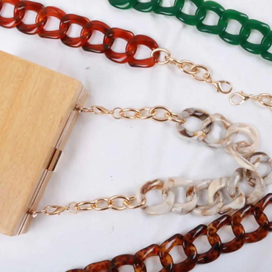 

Chain Luxury Acrylic Resin Bag Strap Mixed Metal Shoulder Strap Hardware Wide Handbags Belt Purse Handle Bag Accessories 2019