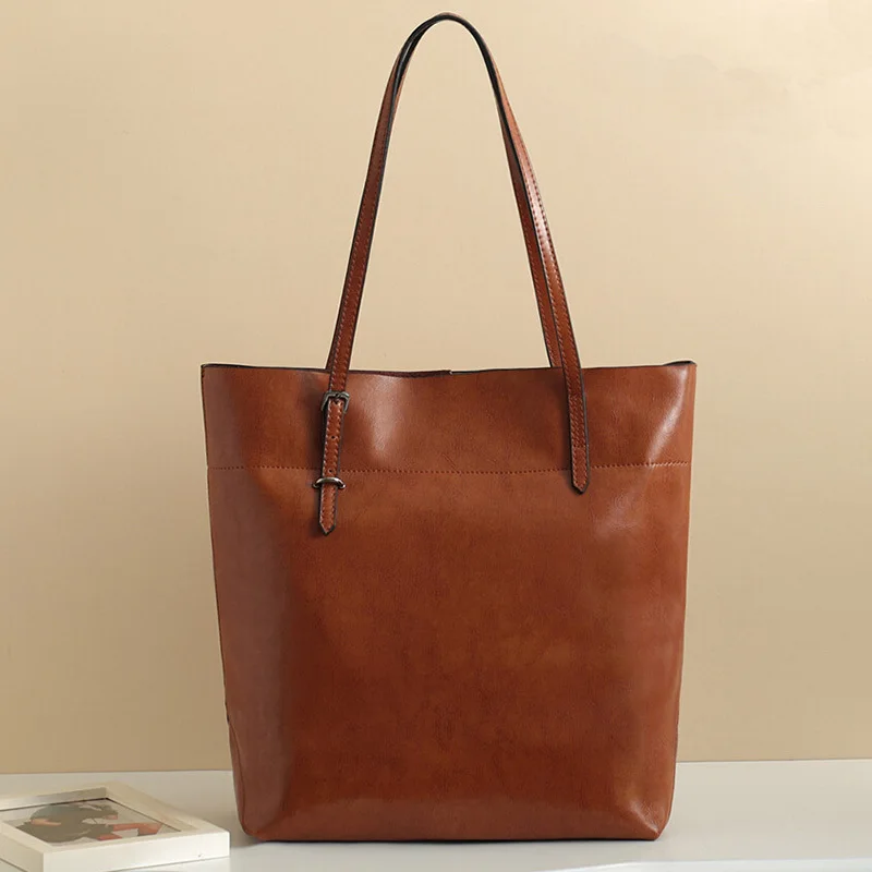 

2018 genuine leather bags for women wax cowhide shoulder Tote vintage ladies handbags large messenger bag bolsas femininas CZ56