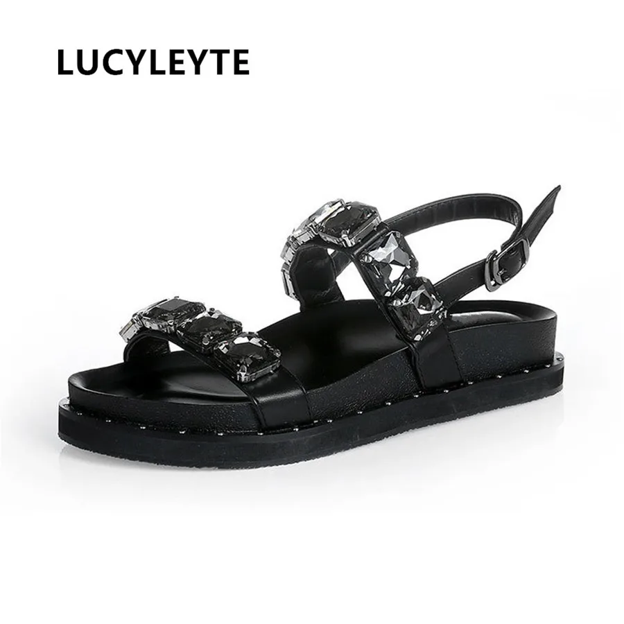 

2018 Korean women's summer new flat with Roman sandals Women's nylon new women's summer flat with diamond sandals