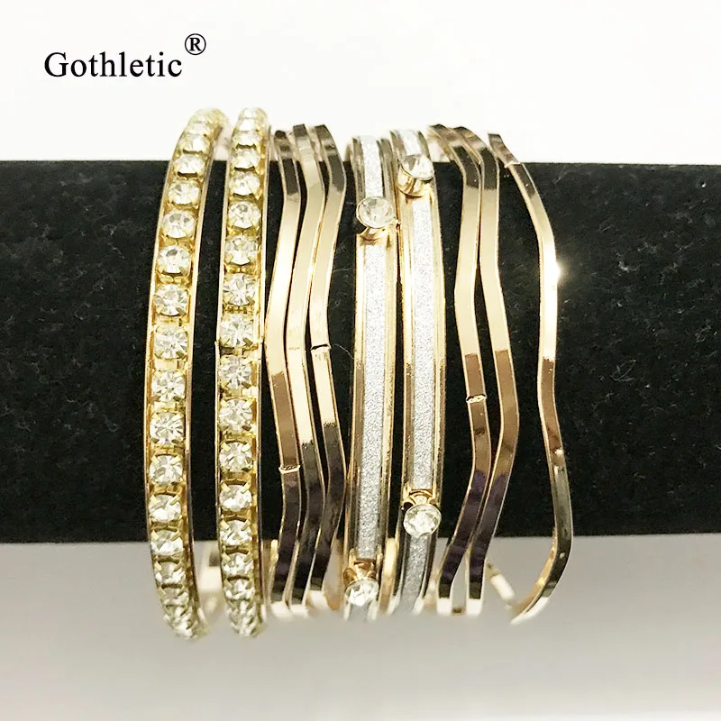 

Gothletic 10-19pcs/set Gold Color Multilayer Indian Bangle Pack Jewelry for Women