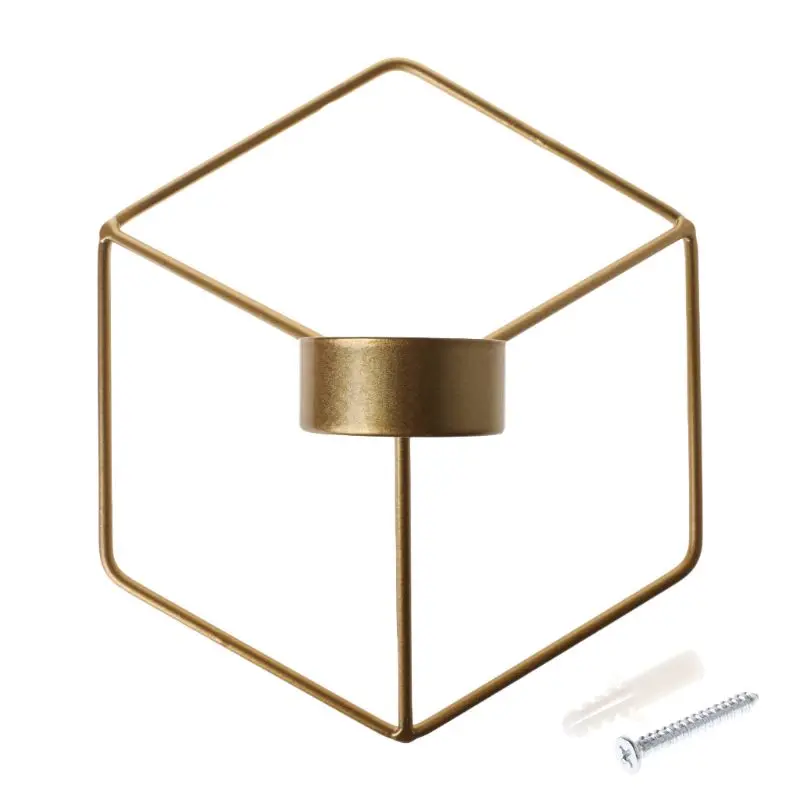 Nordic Стиль 3D геометрический Подсвечник металл настенный подсвечник бра домашний декор