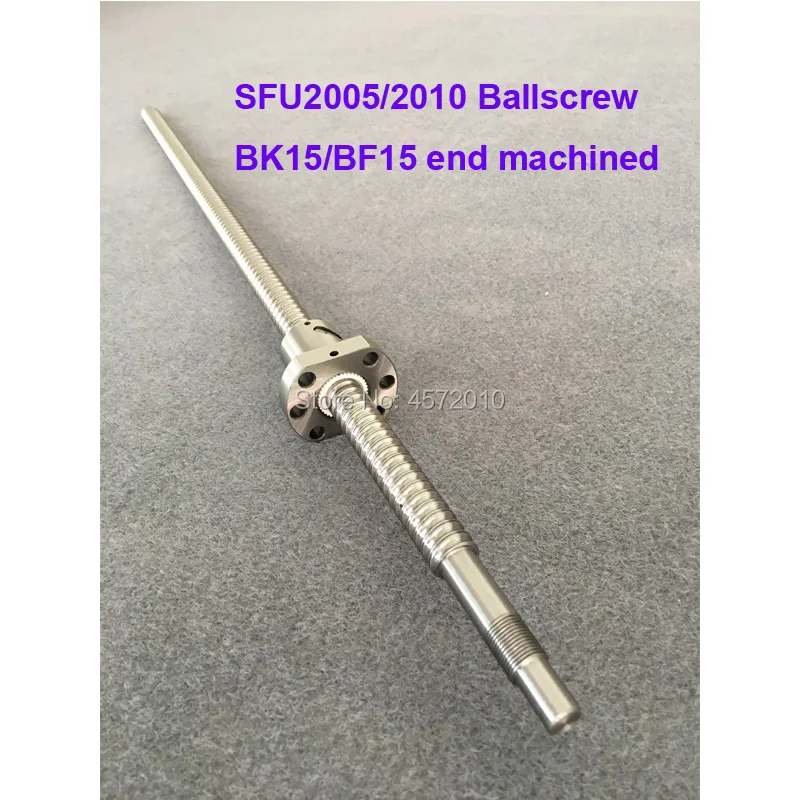 

20mm Ball Screw Rolled C7 ballscrew SFU2005 SFU2010 1100 1200 1500 mm with one flange single ball nut for CNC parts