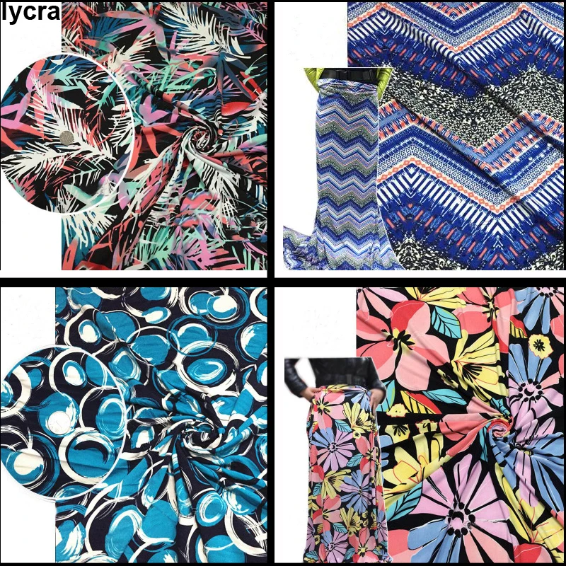 

4 way stretch Print Korea Knitted Fabric Dress Diy Soft Lycra Cloth