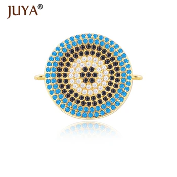 

Turkish Eye Connector Charms 20mm New Arrival Round Copper Nano Zircons Charm Pendants For Jewelry Making Diy Accessories