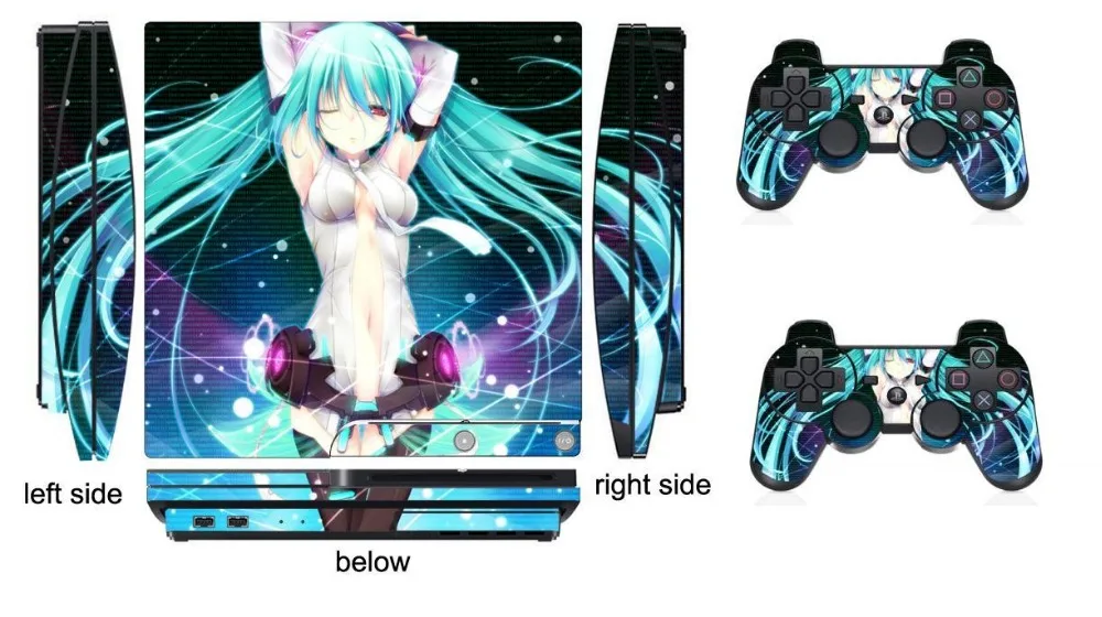 Виниловая защитная пленка 232 для Sony PS3 Slim PlayStation 3 и 2 контроллера|protector sticker|ps3 slim