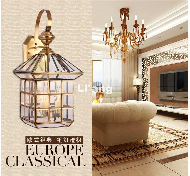 New Arrival Antique Brass Wall Lamp Outdoor LED Design Glass Wall Sconce Brass color Wall Lighting Lamp Wall Brackets Lighting
