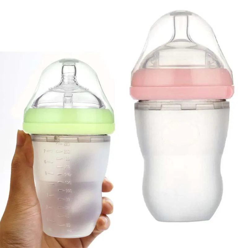 220ML Baby Water Bottle Care Feeding Bottle Silicone Extrusion Type Feeding Infant Kids Rice