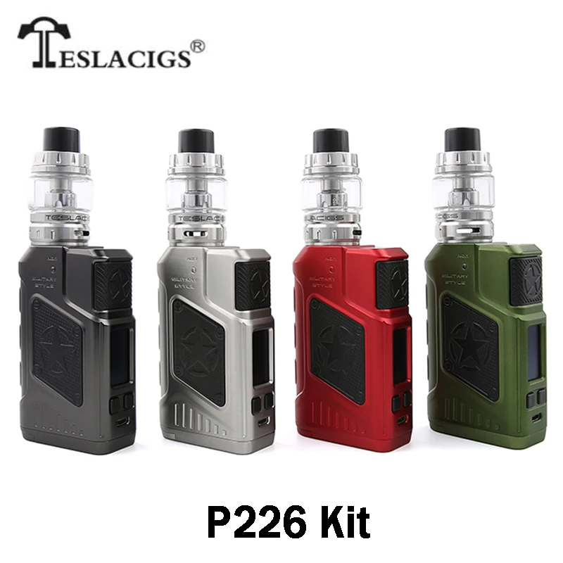 Original Tesla P226 Kit with 220w Teslacigs P226 Box Mod 4.5ml Tesla Tind Tank 0.18ohm TS-X3 Coil Fit 18650 Battery E Cig Vape