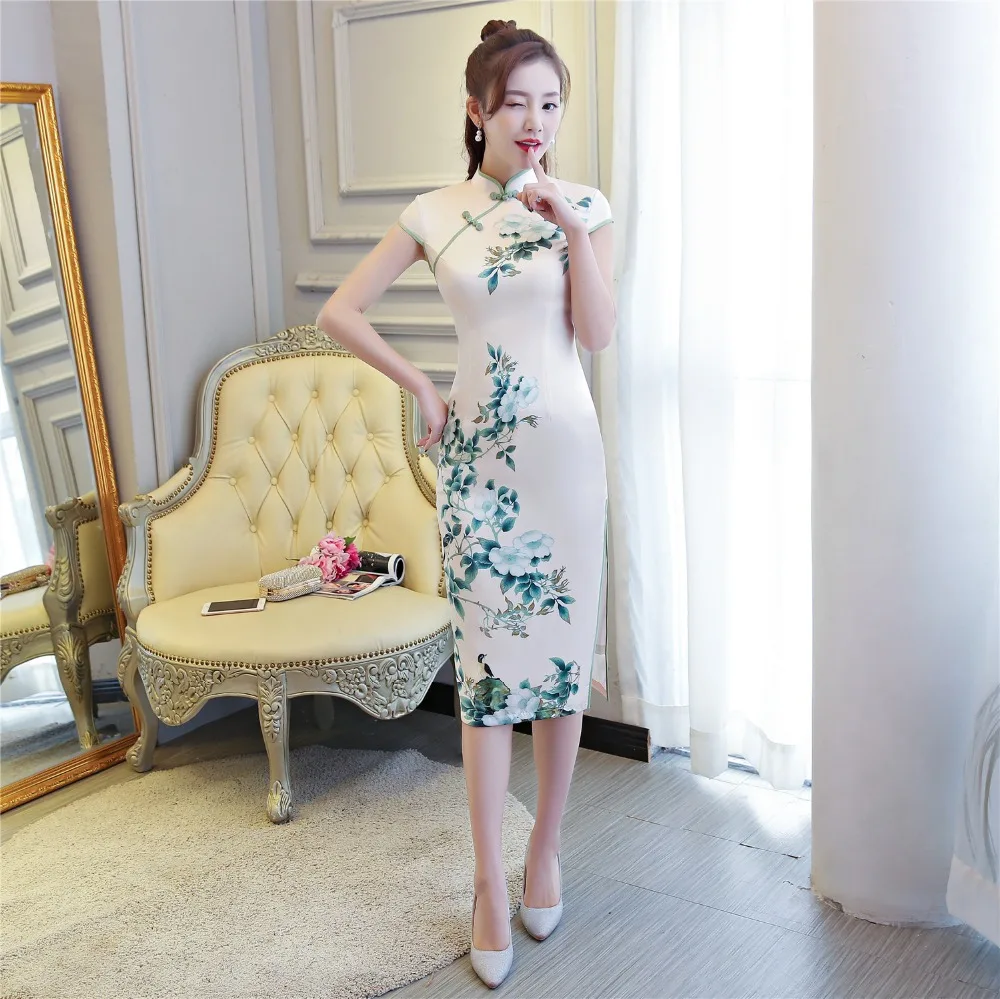 Шанхай история короткий рукав китайский Ципао платье 2 Слои китайский Cheongsam Восточный платье Для женщин Винтажные наряды для дам