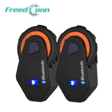 FreedConn 2 комплекта шлема Bluetooth домофон мотоциклетная гарнитура для езды в то же время 1500 м полная дуплексная система с FM