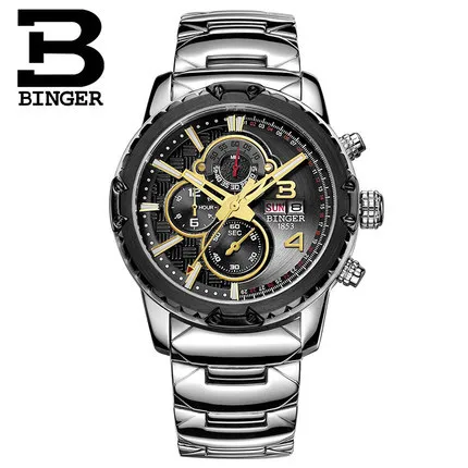Switzerland Chronograph Watch Binger Casual Wristwatch Military Men Sport Auto Digital Watches Luxury Brand Relogio Masculino