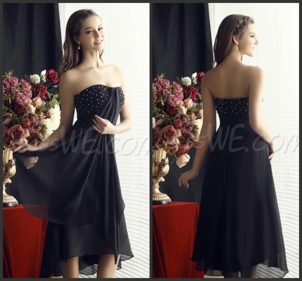 Бесплатная доставка женщины платье платье de festa лонго casamento 2016 новый модный бисероплетение sexy черный короткие партии Платья Невесты