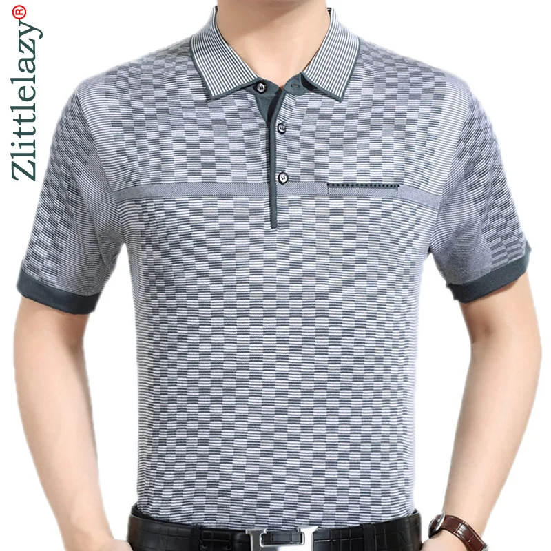 

New summer polo shirt men short sleeve polos shirts plaid slim fit mens pol clothes dress bodybuilding streetwear poloshirt 9097
