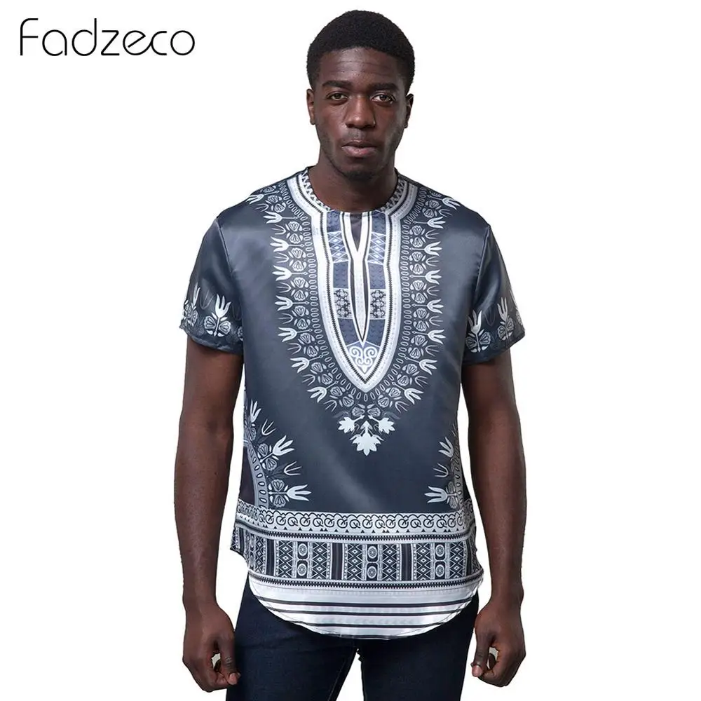 

Fadzeco Men African Clothes Dashiki Summer Shirt Traditional Short Sleeve T-Shirt Tribal Fashion Tops Floral Blouse Plus Size