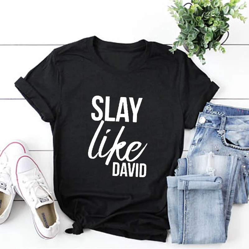 Футболки Slay Like David Christian для женщин модные рубашки с текстами Библии новый летний