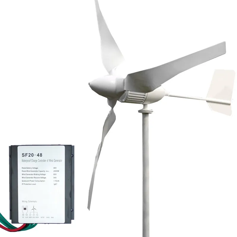 

2000W Wind Generator 24V 48V 3 Blades Small Wind Turbine Generator Max Power 210W With Dedicated Controller Free Shipping