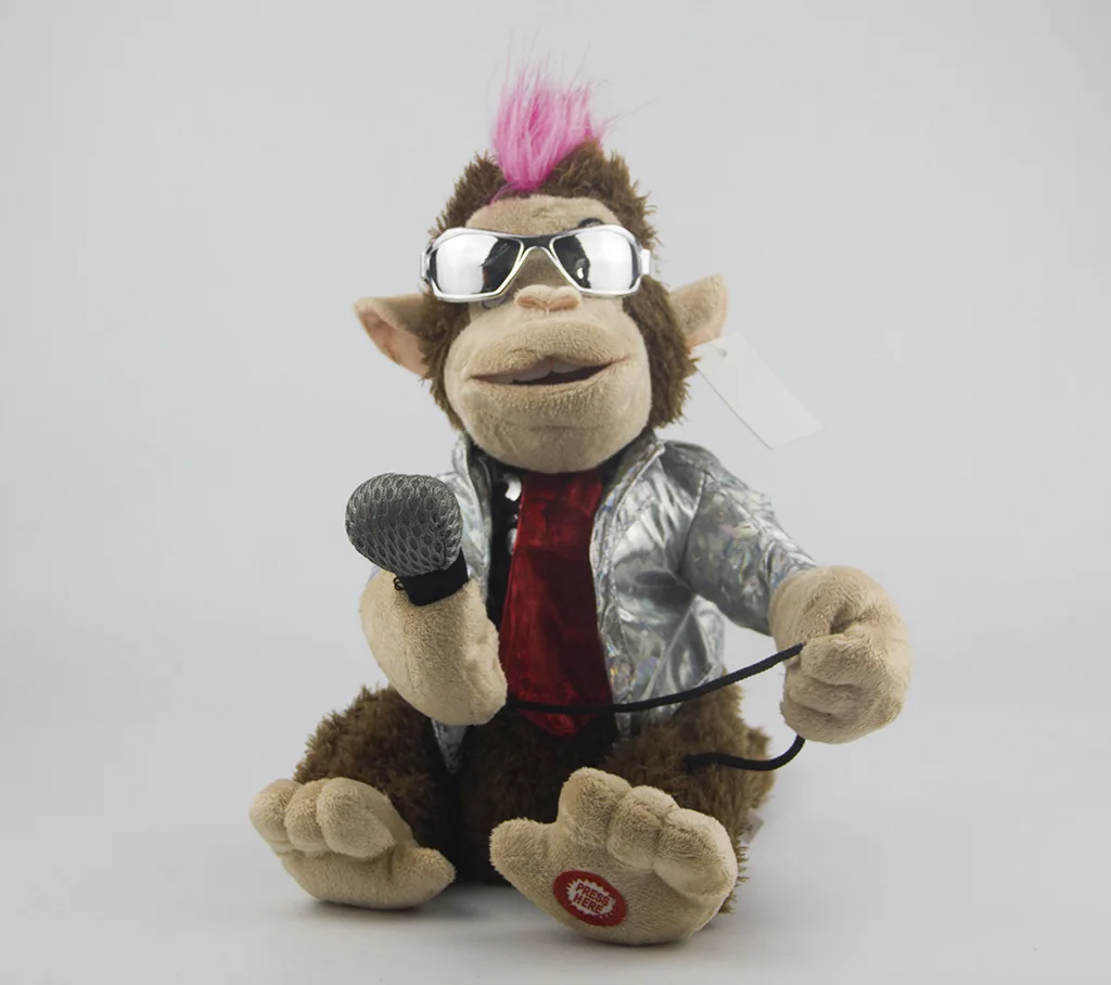 Электрические плюшевые игрушки креативная кукла получить микрофон будет поет караоке обезьяна забавные игрушки