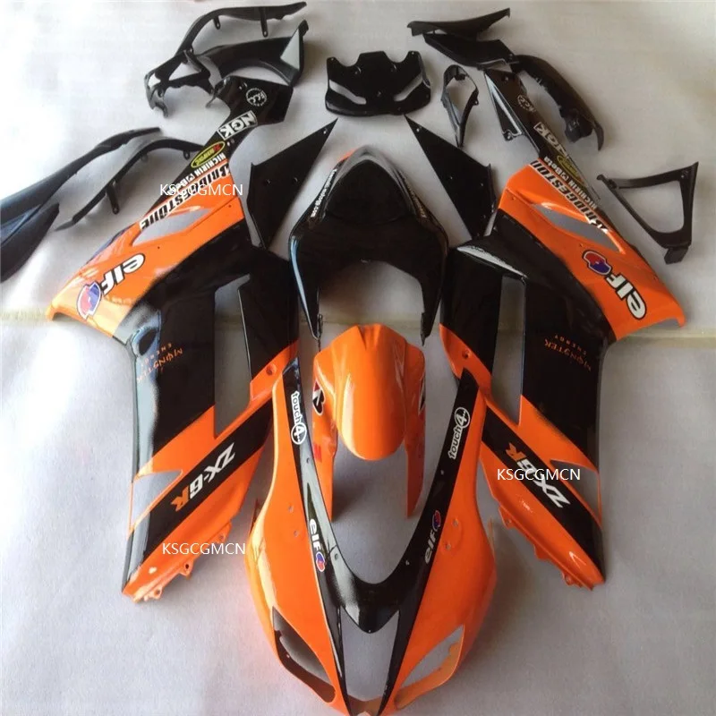 

Moto fairings kit for KAWASAKI Ninja ZX 6R 2007 2008 full fairing body ZX6R 636 07 08 black motorcycle accessories orange