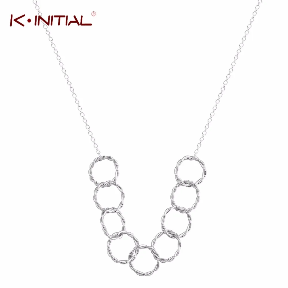 Kinitial Circle Link Circle Long Chain Pendants&Necklaces Rounds Choker