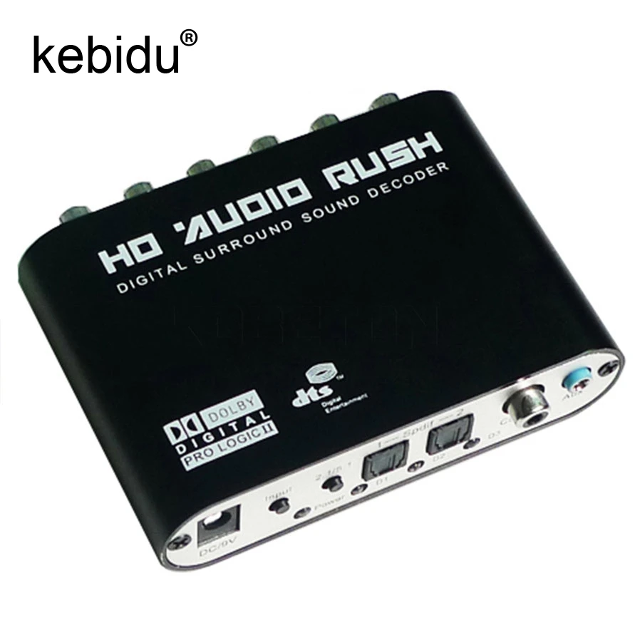 

Kebidu HD Audio Rush Optical to Stereo Gear Surround Analog 5.1 Audio Decoder 2 SPDIF Ports Coaxial for STB HD DVD for Xbox 360