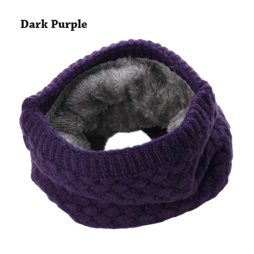 A-dark purple 1 шт., Зимний теплый шарф-хомут, Круглый вязаный шарф для женщин и девочек, вязаный шерстяной шарф с круглым вырезом, Одноцветный шарф-снуд Infinit - Цвет: A-dark purple