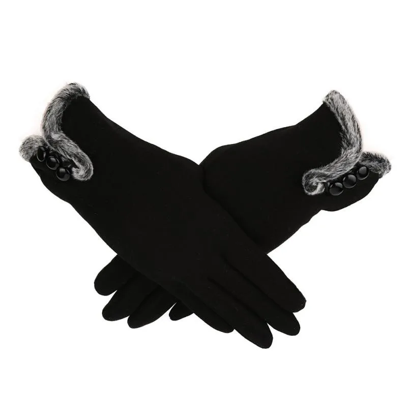 Женские кашемировые перчатки Осень Зима полный палец толстые теплые перчатки Леди наручные варежки Gants Femme