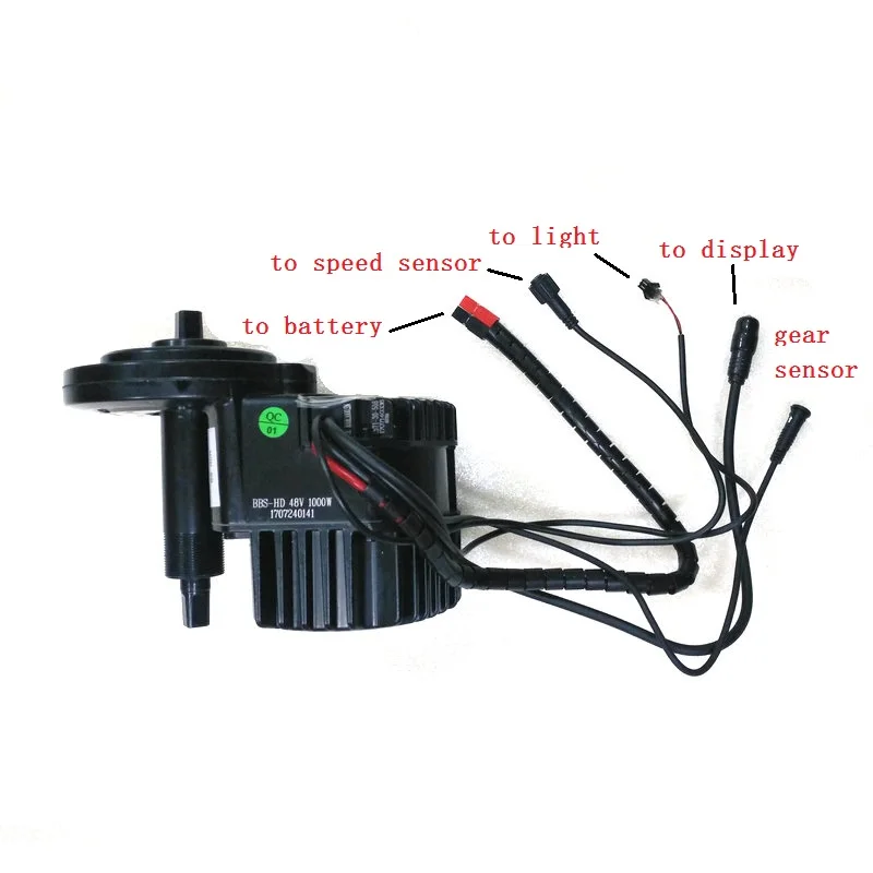 Best New Version Bafang 8Fun BBSHD Mid Drive Motor Kit 48V 1000W Ebike Kits With light and gear sensor connectors 48V 17Ah Battery 0