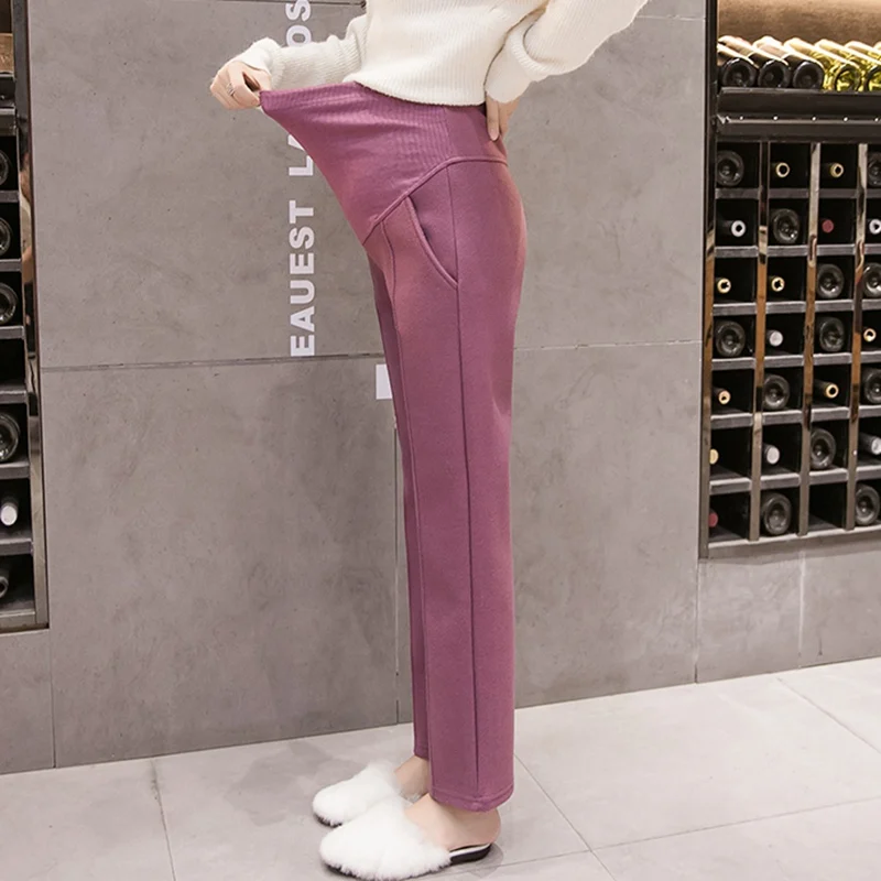 

Pregnant women fall and winter thickening wear trousers loose wide leg pants winter woolen warm pants pregnancy library