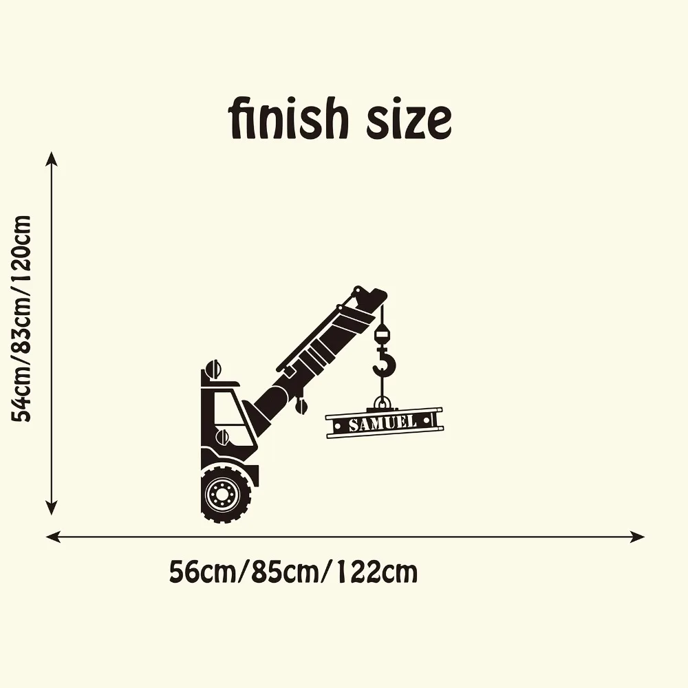 Пользовательское имя строительный кран грузовик настенный стикер игровая комната детская комната персонализированное имя строительный автомобиль наклейка на стену виниловая