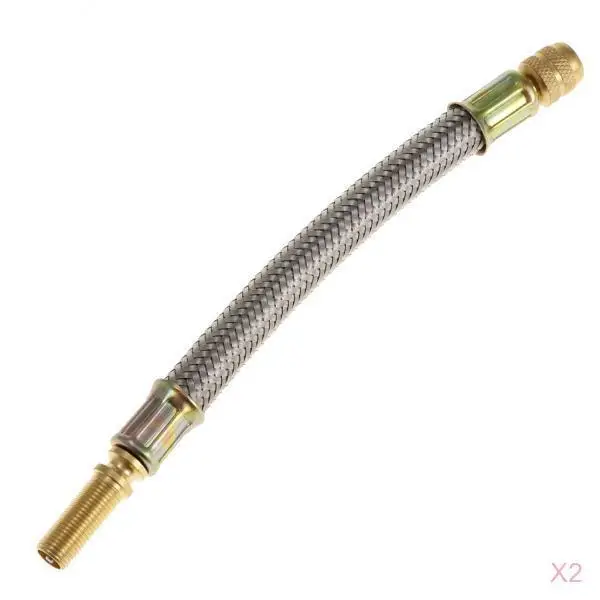 2X Flexible Braided 304 Stainless Steel Tyre Valve Stem Extension Adapter 150mm for Trucks RVs Campers Trailers 2X Flexible Braided 304 Stainless Steel Tyre Valve Stem Extension Adapter 150mm for Trucks RVs Campers Trailers
