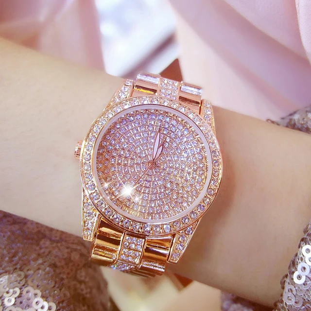 Famous Brand Women Rose Gold Diamond Watch Stylish Men Watch Lady